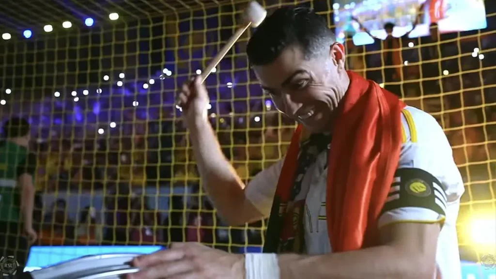 Cristiano Ronaldo Celebrates Championship with Drum Performance in Riyadh