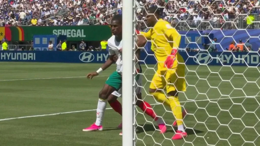 Referee mistakenly calls foul against Senegal, denying them an open goal at the World Cup.